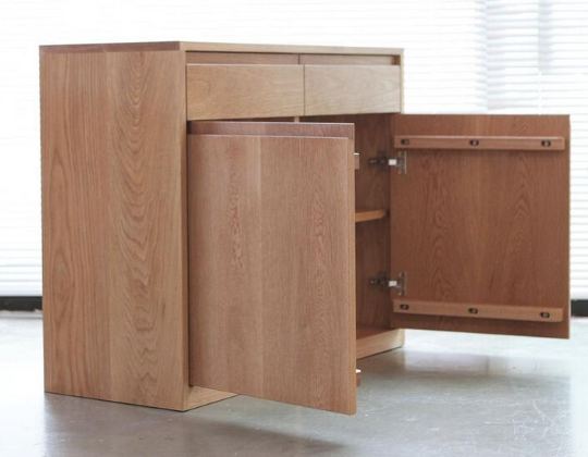 Jaren Oak Wood Cabinet in a Japandi style