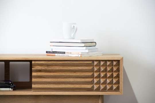 Malena oak wood cabinet side profile