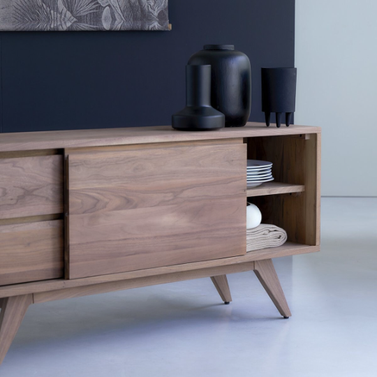 Helen Walnut Wood TV Unit close-up of premium solid walnut wood grain