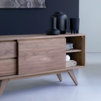 Helen Walnut Wood TV Unit close-up of premium solid walnut wood grain