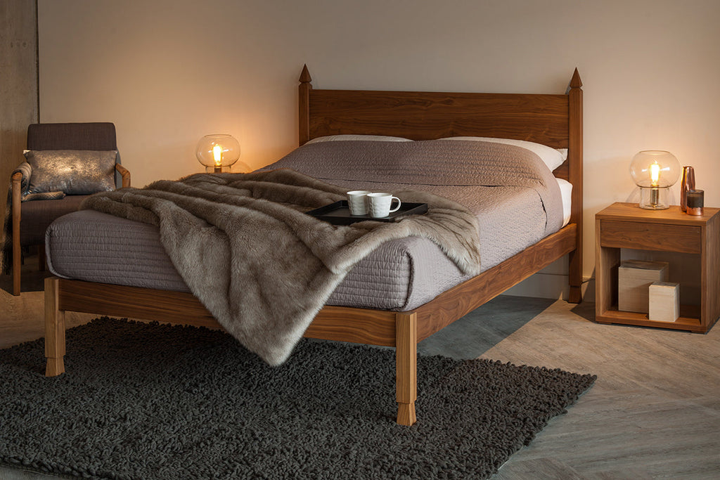 Aidan Walnut Wood Bed design