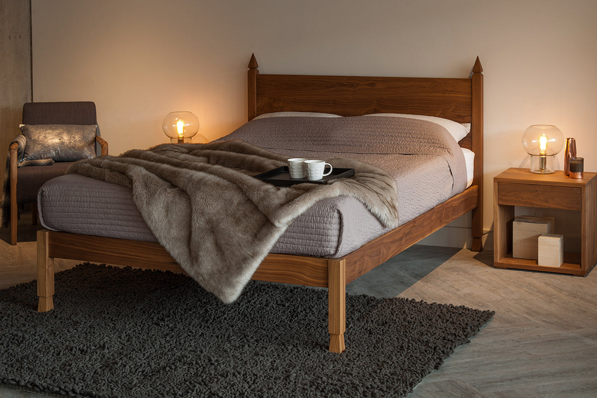 Aidan Walnut Wood Bed design