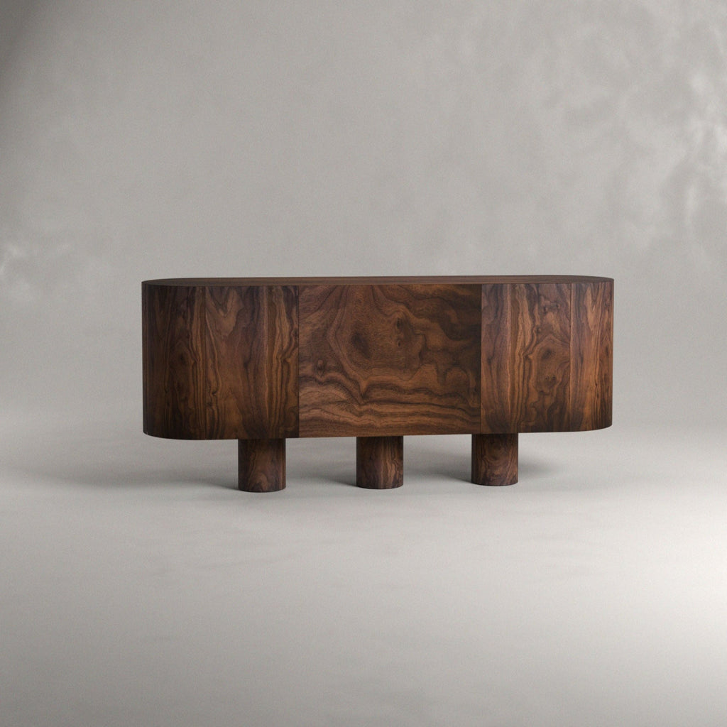 Arceus Walnut Wood Cabinet & Sideboard front view with rich walnut finish