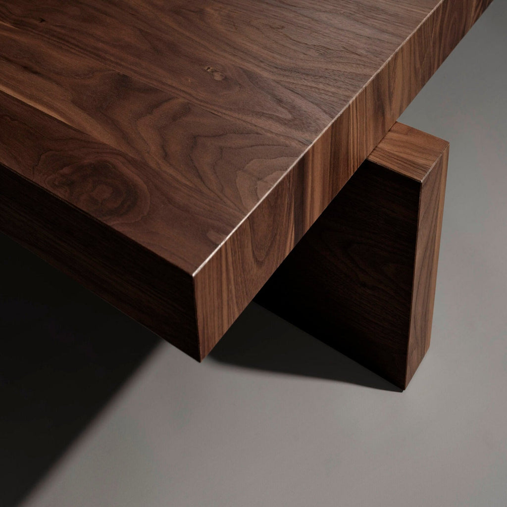 Brutalist Solid Walnut Wooden Har Coffee Table