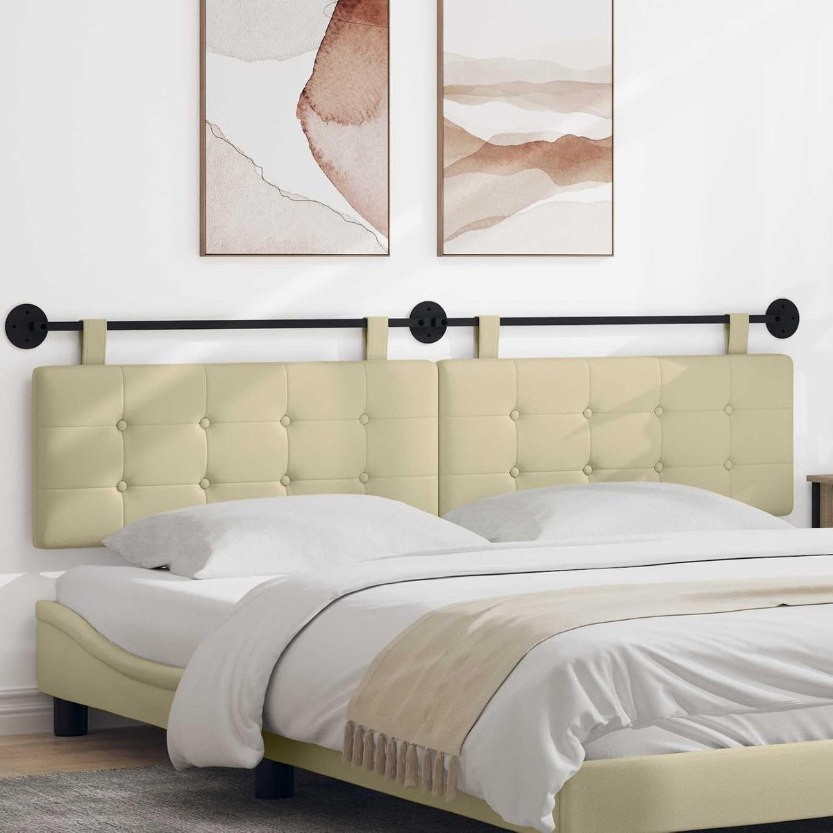vidaXL Hanging Headboard Cream Faux Leather