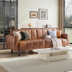 Modern leather sofa bed with storage