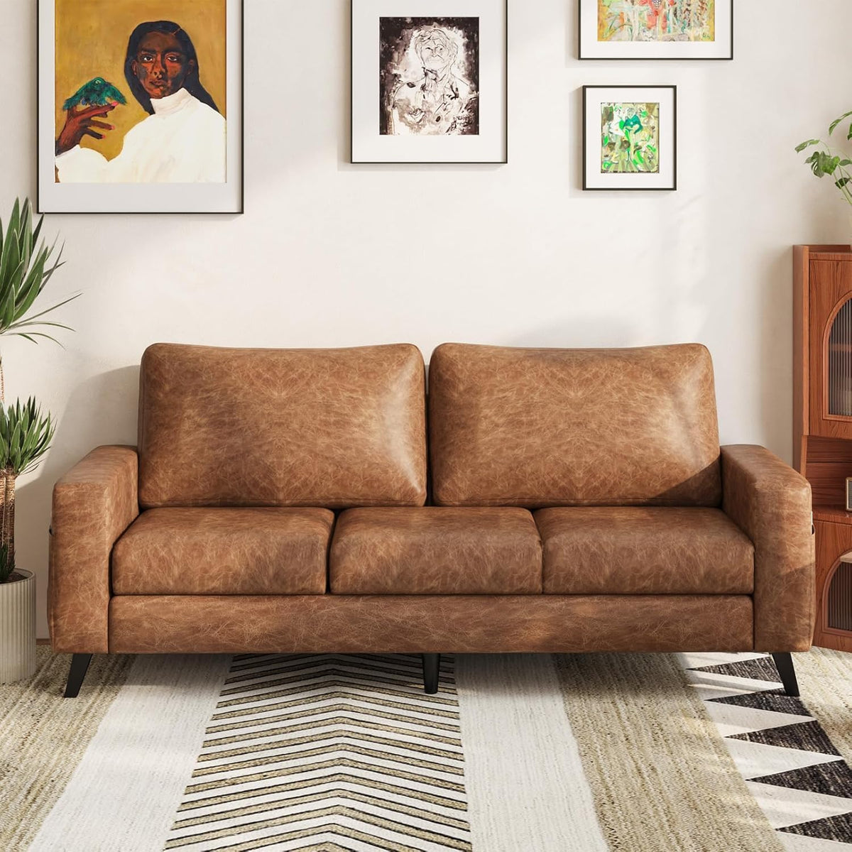 YODOLLA 3-Seater Faux Leather Sofa
