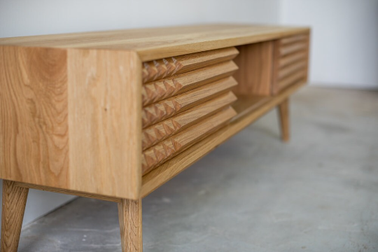 malena Oak Wood cabinet side corners view