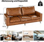 YODOLLA 3-Seater Faux Leather Sofa
