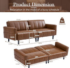 Modern leather sofa bed with storage