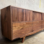 Brevyn Walnut Wood Sideboard side angle view