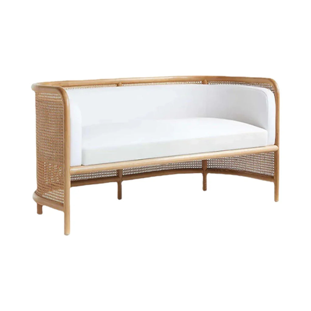 Elegant 3 Seater Sofa with Rattan Backrest