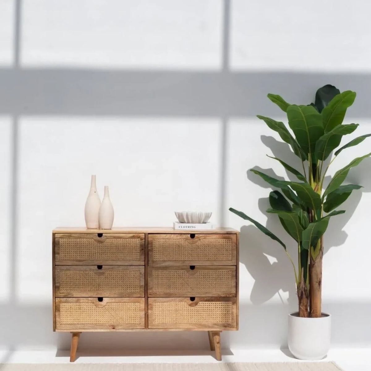 Vienna Six Drawers Rattan Sideboard