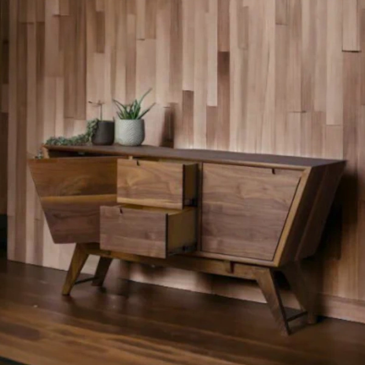 Mads Walnut Wood Cabinet & Sideboard angled view