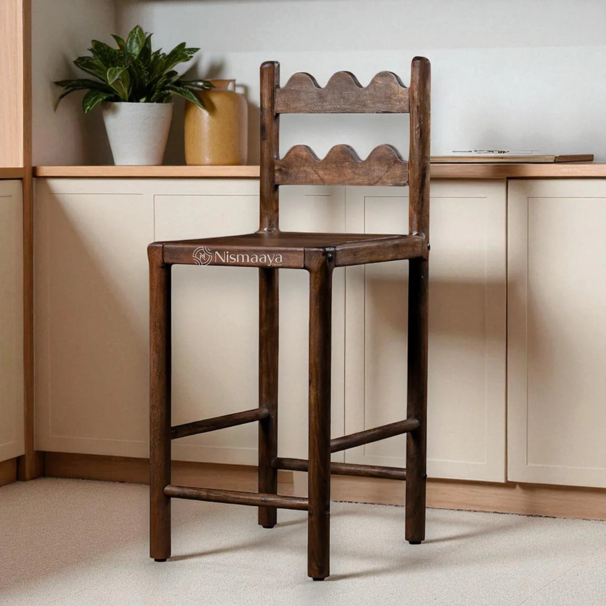Custom - Nismaaya Tarang Counter Design Reclaimed Wooden Chairs- Set of 4