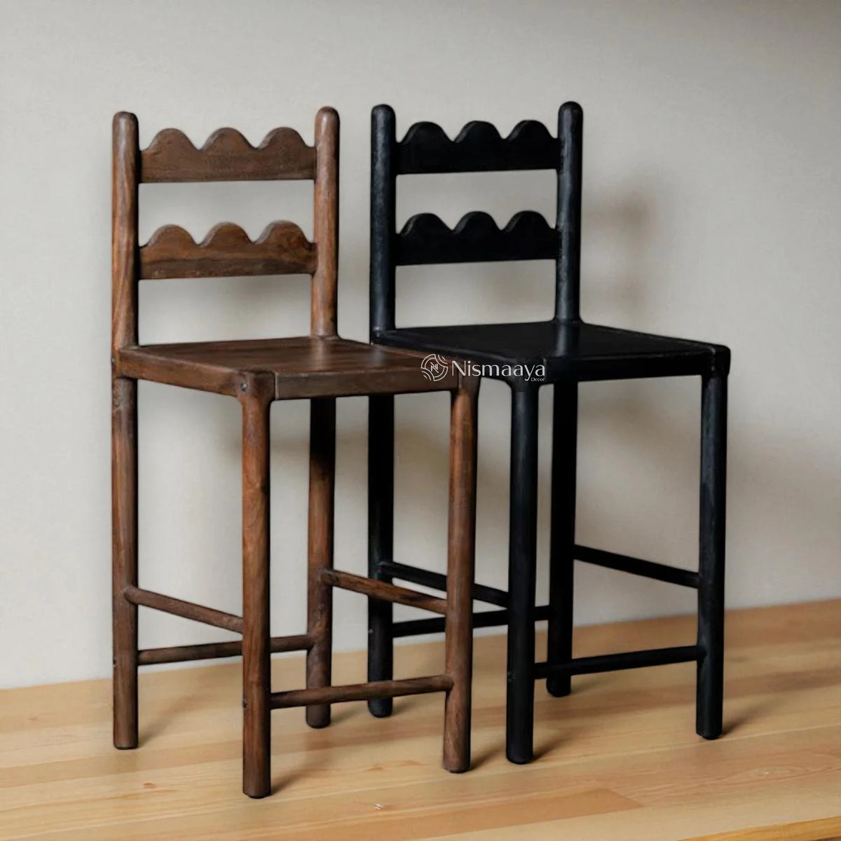 Custom - Nismaaya Tarang Counter Design Reclaimed Wooden Chairs- Set of 4