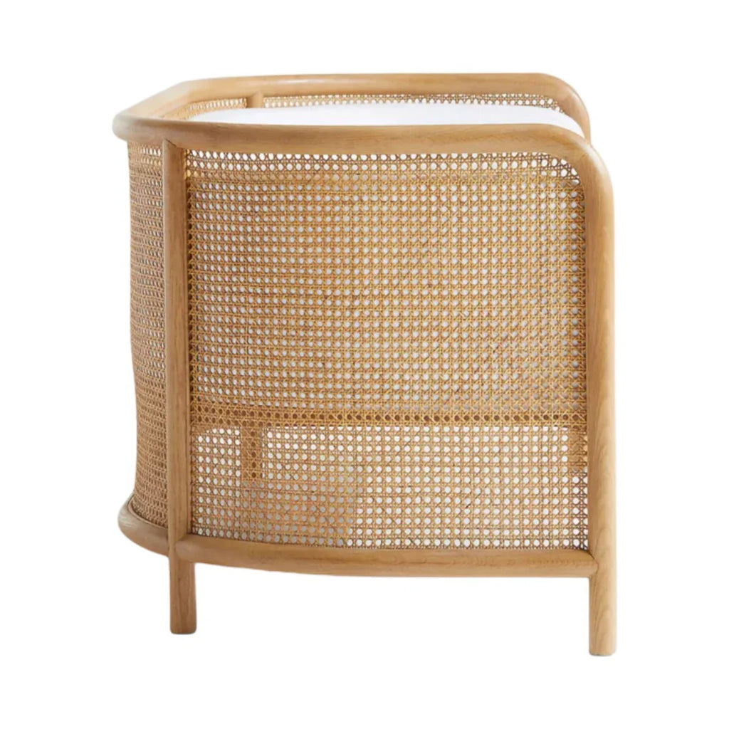Stylish Wooden & Rattan 3 Seater Sofa
