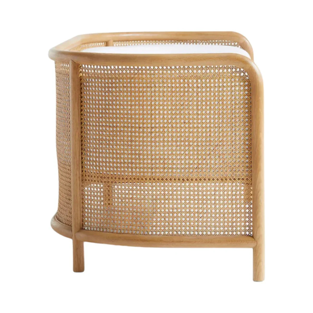Stylish Wooden & Rattan 3 Seater Sofa