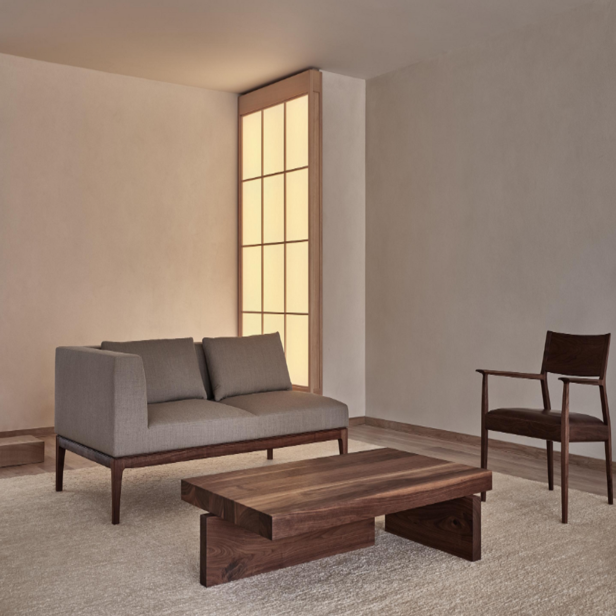 Brutalist Solid Walnut Wooden Har Coffee Table
