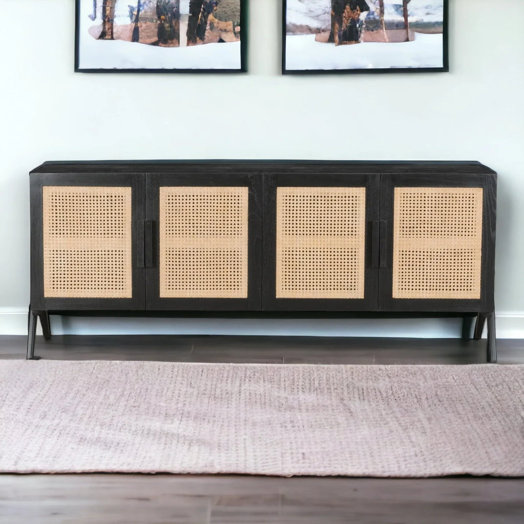 Stylish Aderes Teak Wood Rattan TV Unit for living room