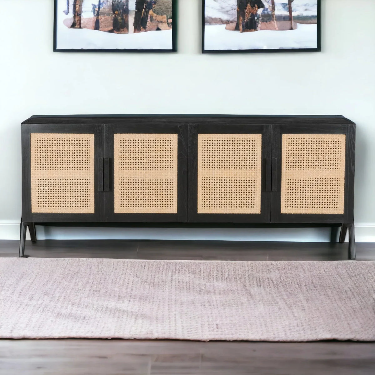 Stylish Aderes Teak Wood Rattan TV Unit for living room