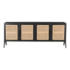 Elegant Aderes Teak Wood Rattan TV Stand for home entertainment