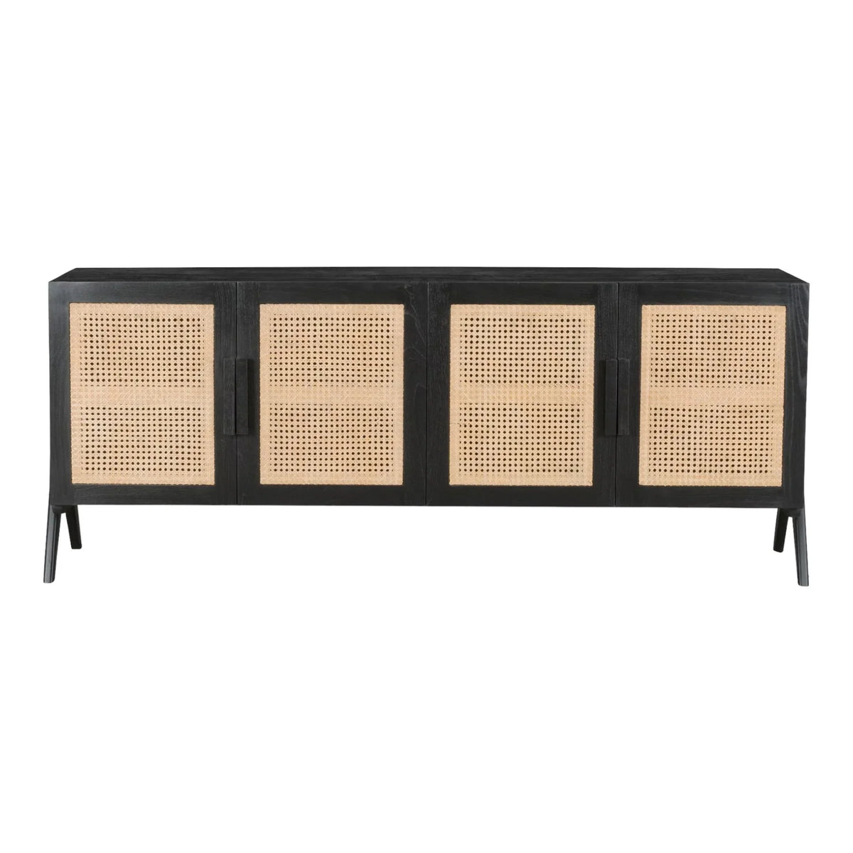 Elegant Aderes Teak Wood Rattan TV Stand for home entertainment