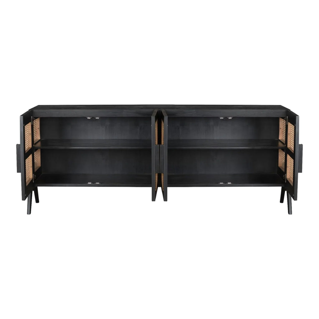 Aderes Teak Wood TV Unit with stylish rattan panels