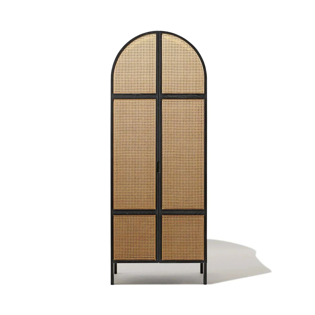 Premium Aderyn Teak Wood Rattan Cupboard with natural finish