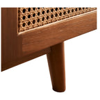 "Aerona Teak Wood & Rattan TV Unit for stylish home entertainment