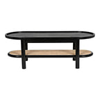 Premium Agnes Teak Wood & Rattan Coffee Table with natural finish