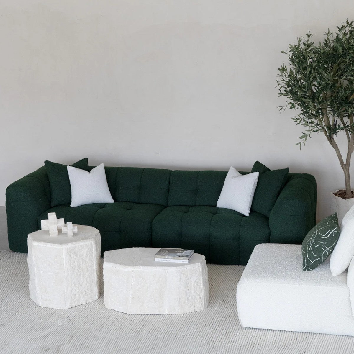 Elegant Bane 3 Seater Sofa Upholstered in Soft Boucle Fabric 