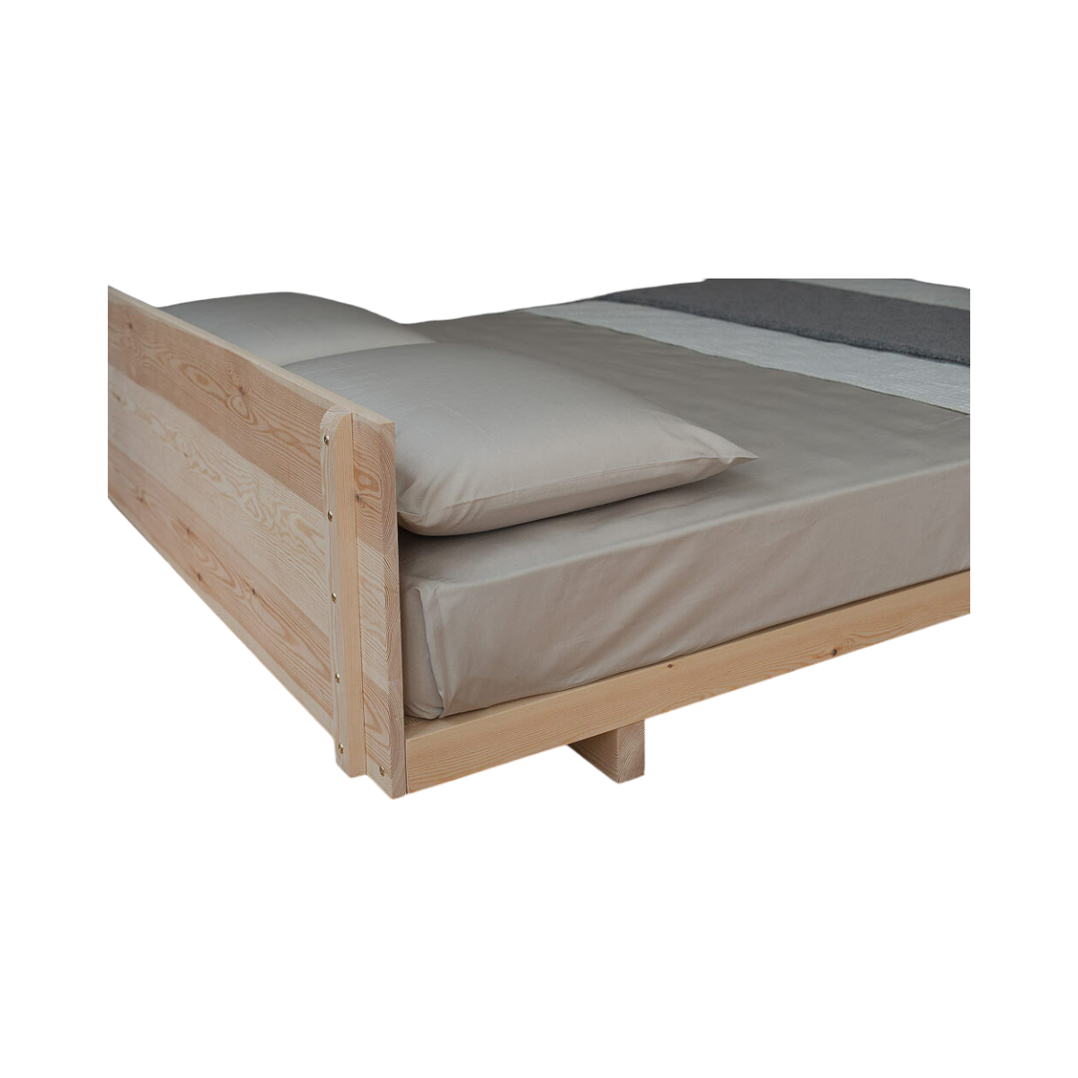 Bevin Oak Wood Bed in bedroom
