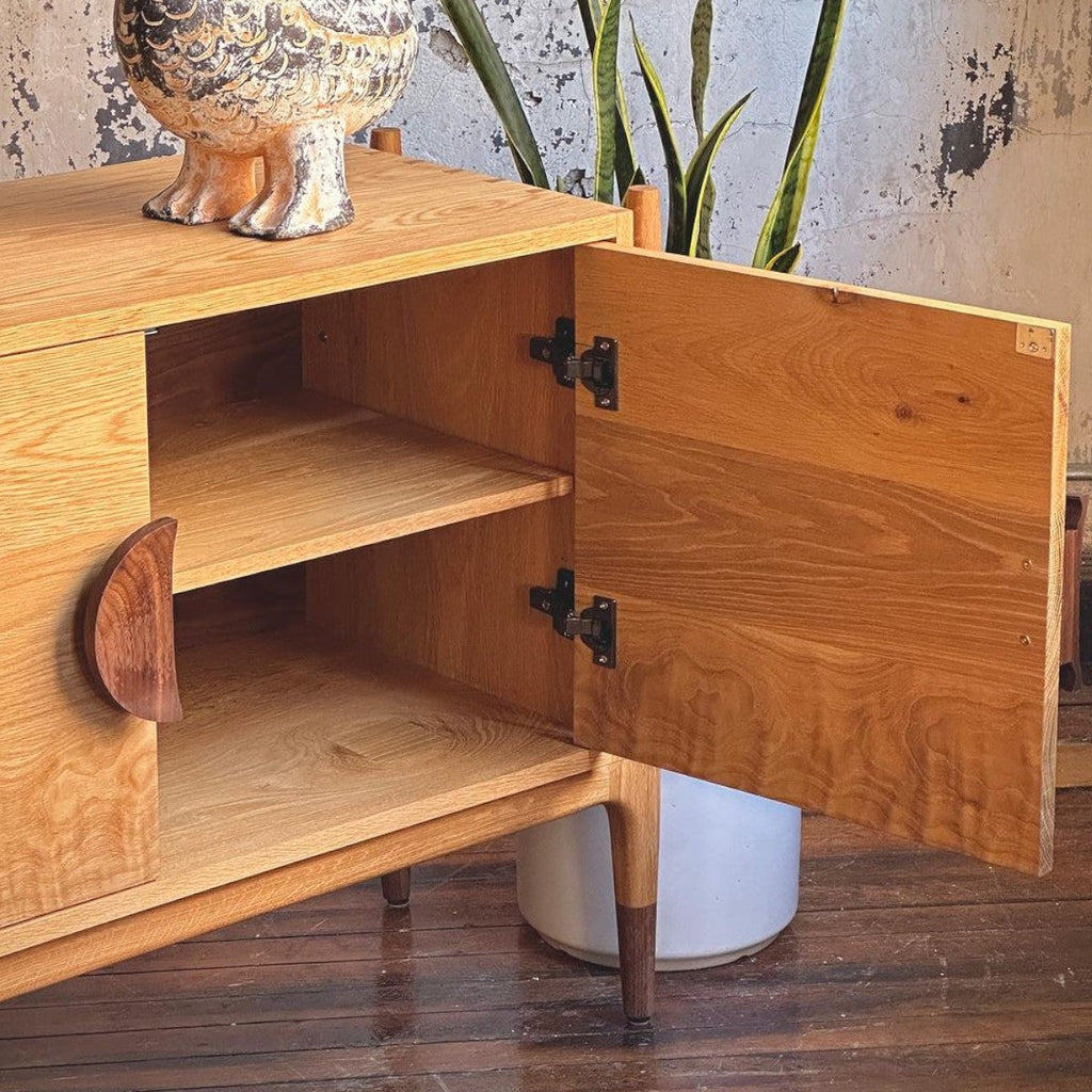Beynish Oak Wood Sideboard featuring smooth-gliding storage drawers