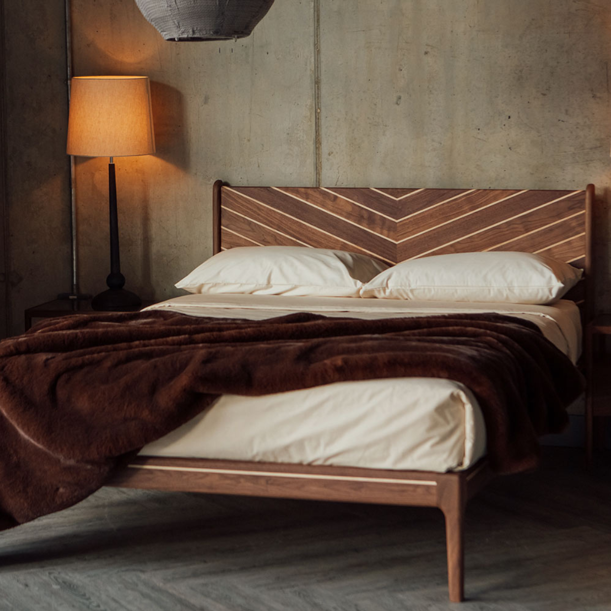 Beynon Walnut Wood Bed frame