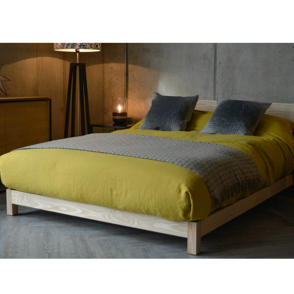 Bianca Oak Wood Bed with storage