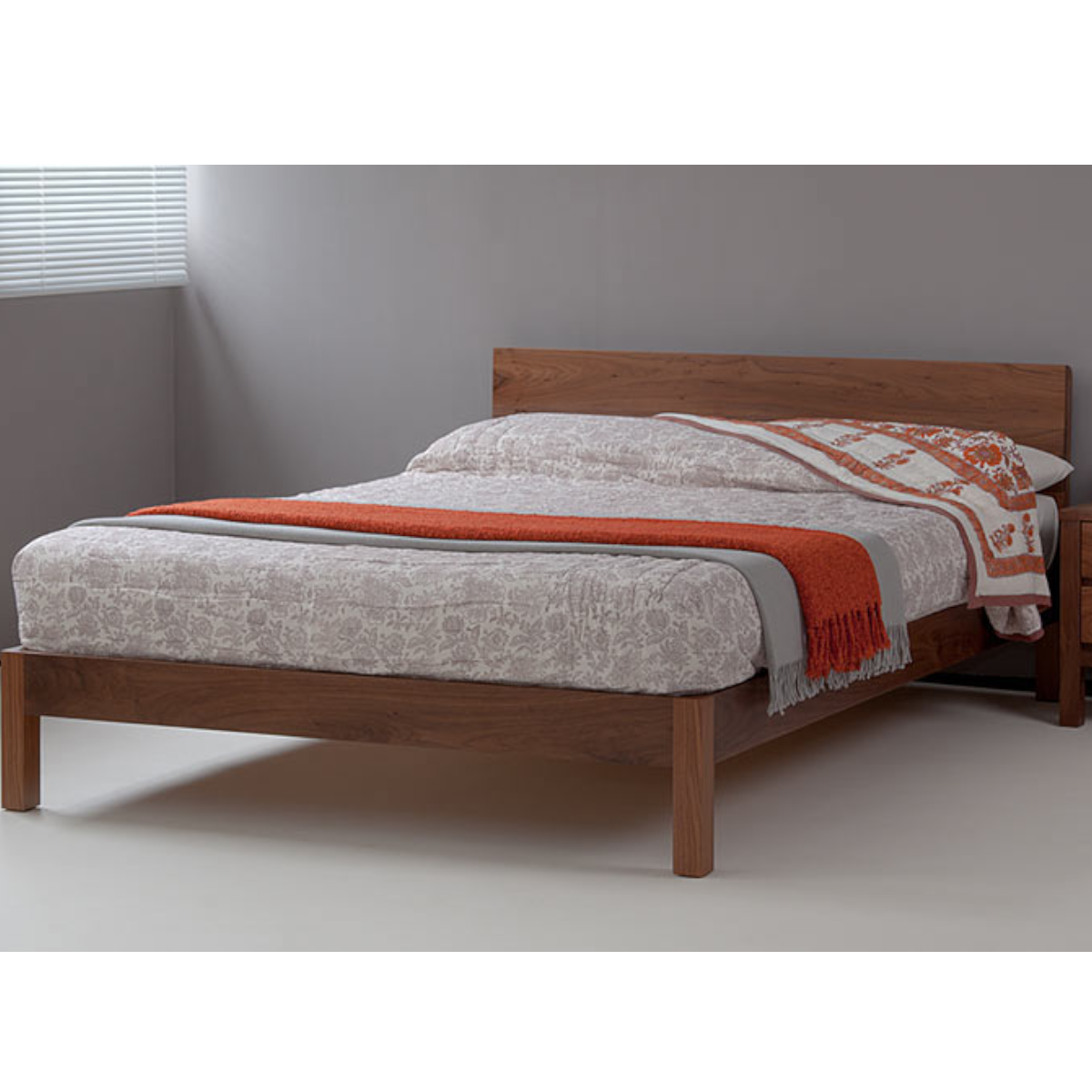 Bina Walnut Wood Bed front view