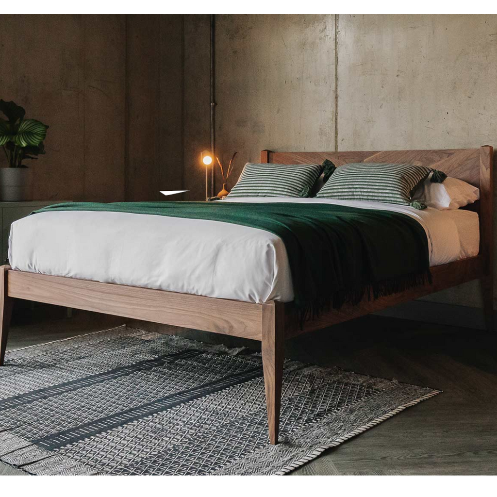 Bricen Walnut Wood Bed design