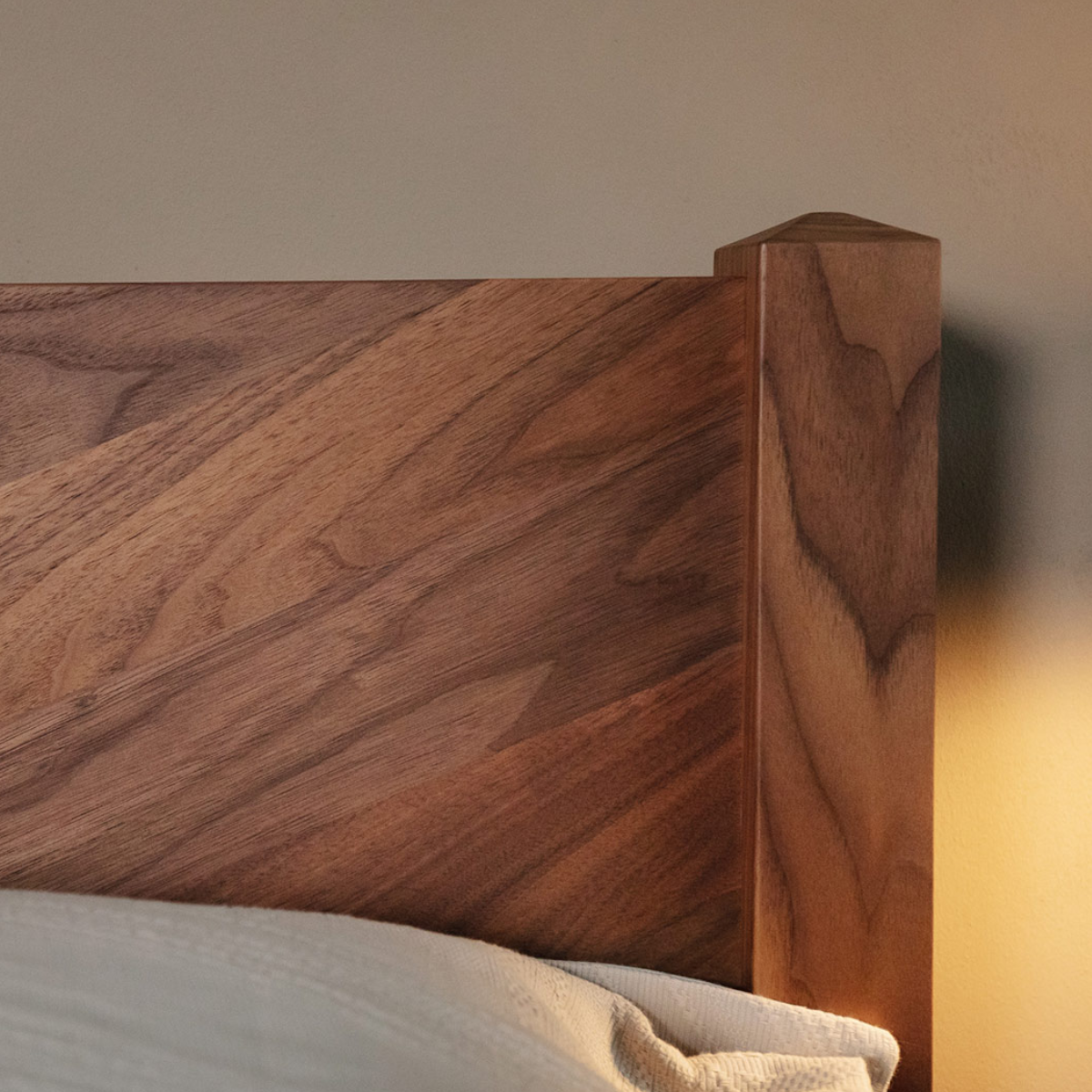 Bricen Walnut Wood Bed setup