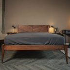 Bricen Walnut Wood Bed frame