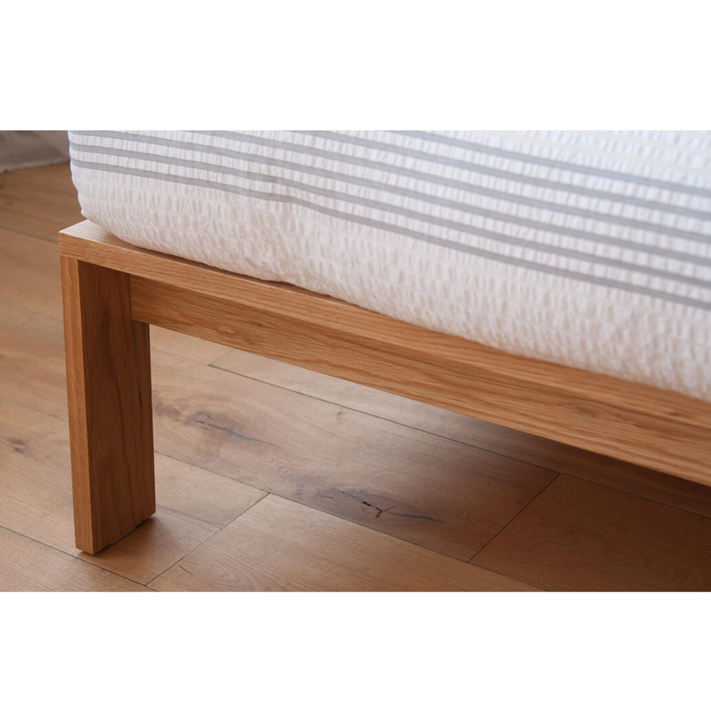 Brie Oak Wood Bed close-up