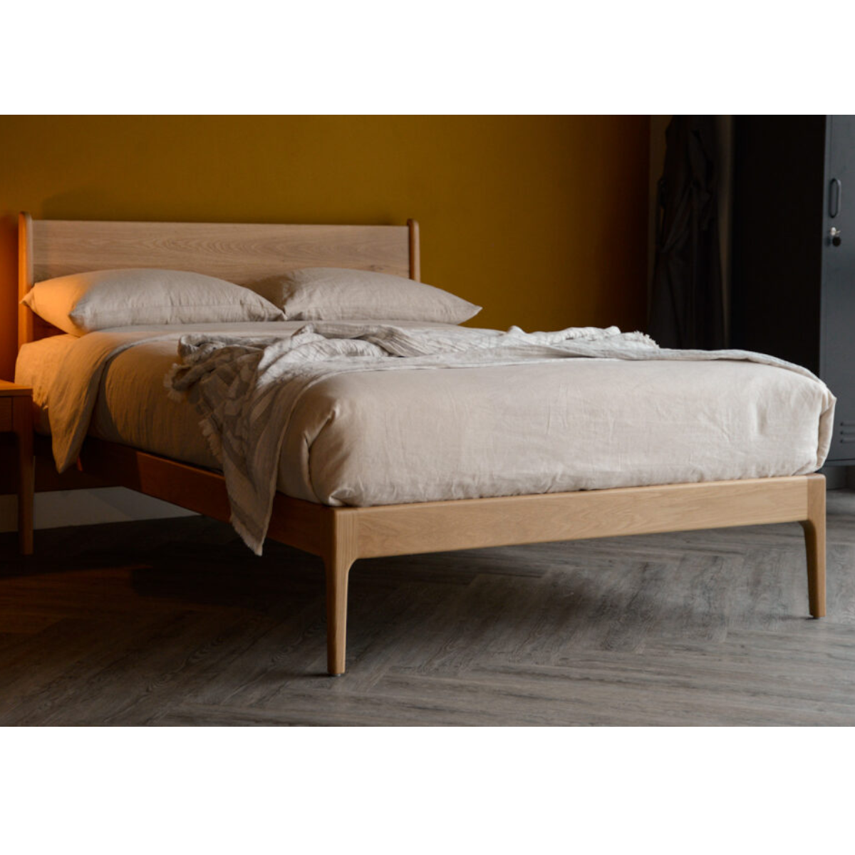 Brisa Oak Wood Bed front view