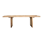 Modern rustic teak wood dining table with handcrafted rattan design