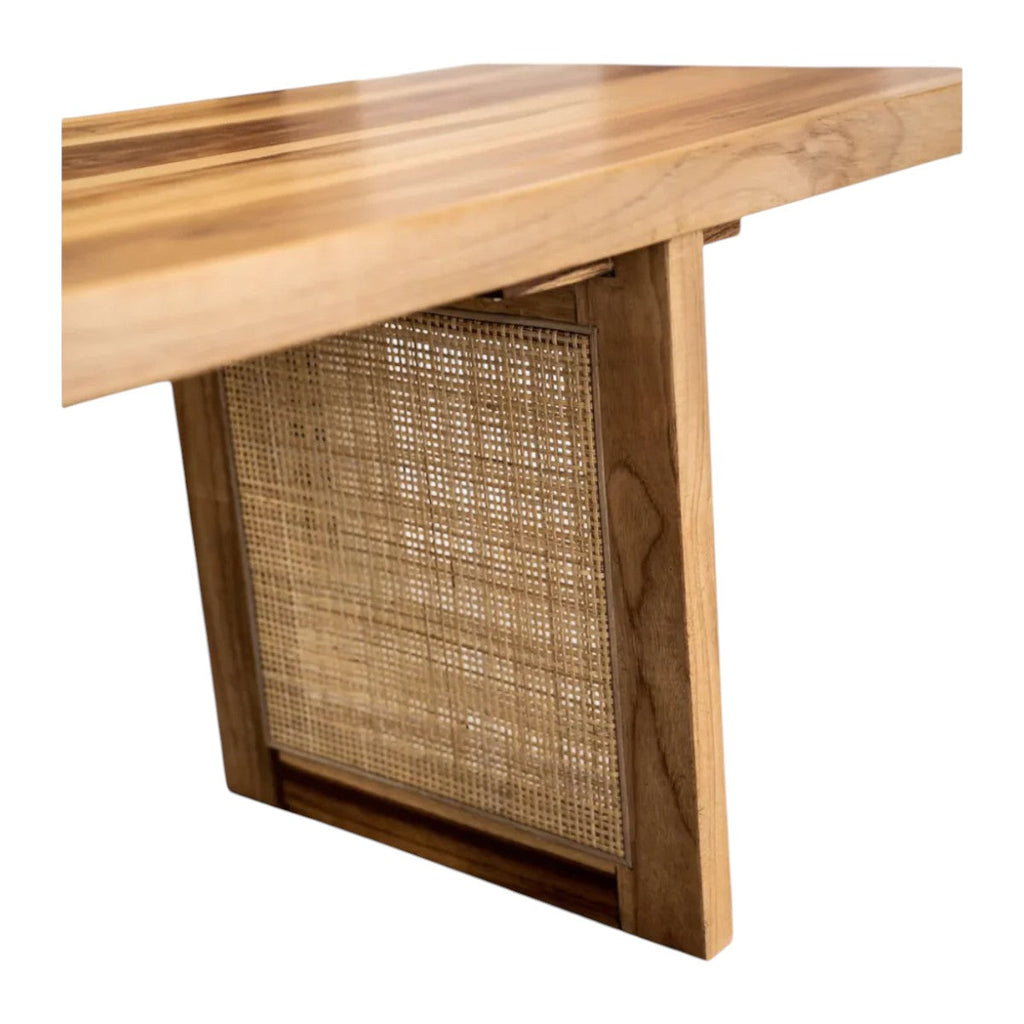 Close-up view teak wood grain dining table