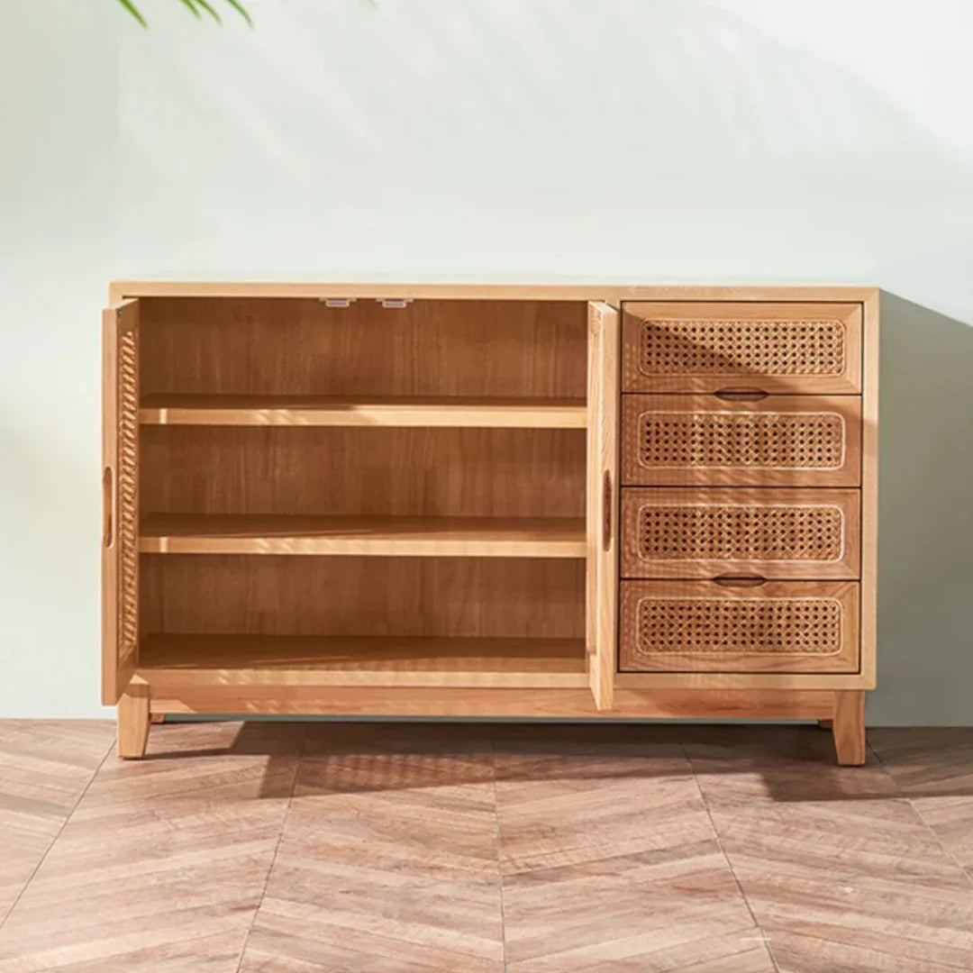Dean Ash Wood & Rattan Sideboard front view