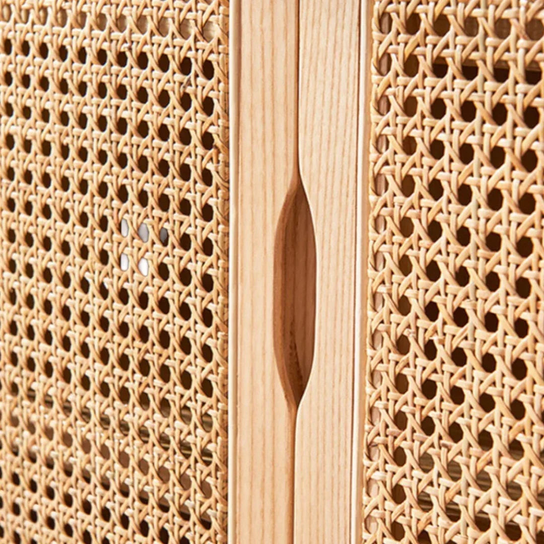 Dean Ash Wood & Rattan Sideboard top surface view