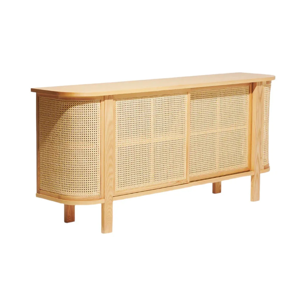 Edric Ash Wood & Rattan Sideboard front view