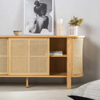 Edric Ash Wood & Rattan Sideboard angled view