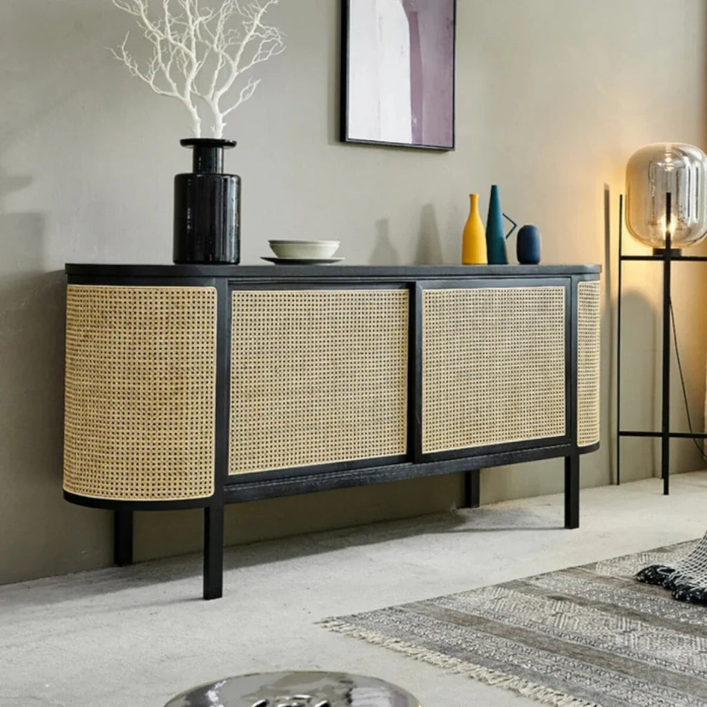 Edric Ash Wood & Rattan Sideboard side view
