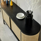 Edric Ash Wood & Rattan Sideboard rattan panel detail